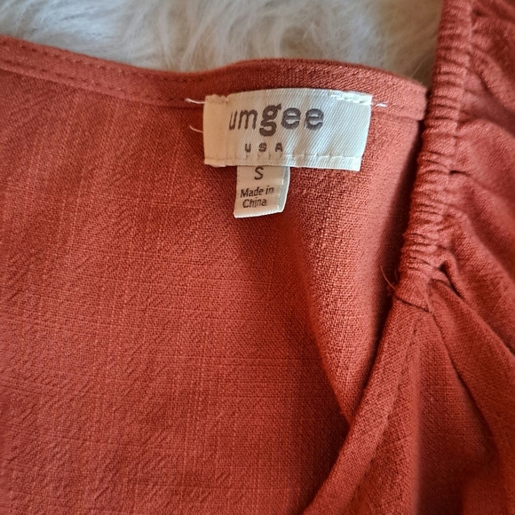 Umgee Dress Coral Loose Fitting Long Sleeve Linen Blend. Size Small - Picture 8 of 9